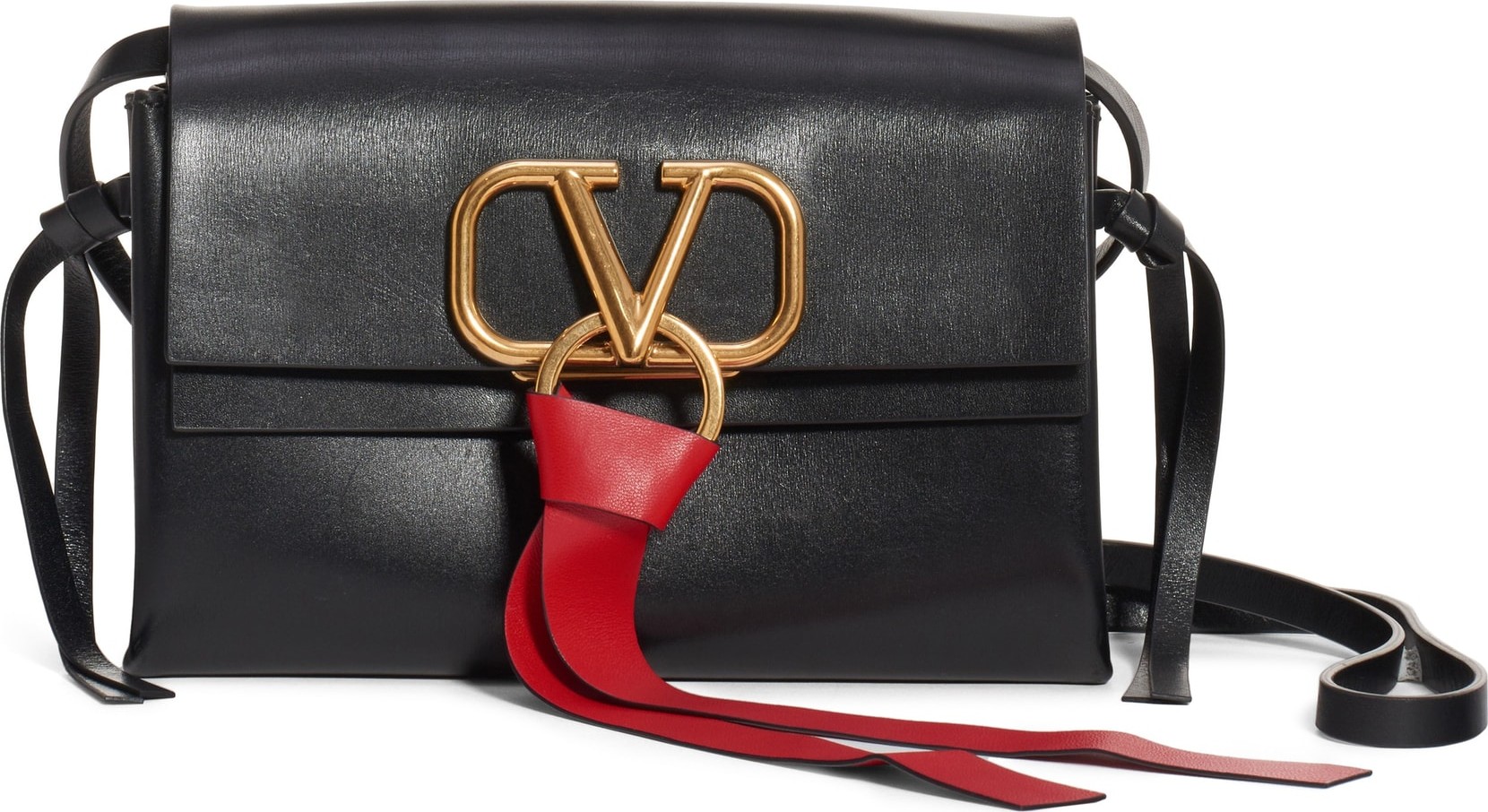 Valentino V-Ring Leather Crossbody Bag