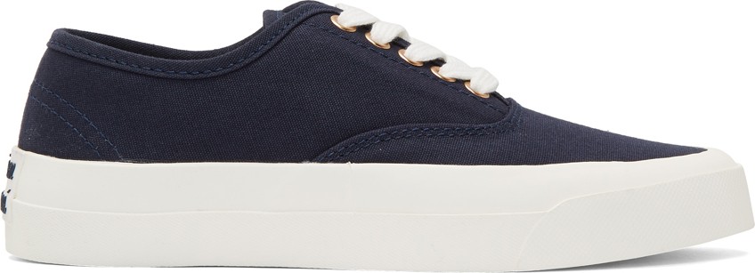Maison Kitsune Navy Canvas Sneakers