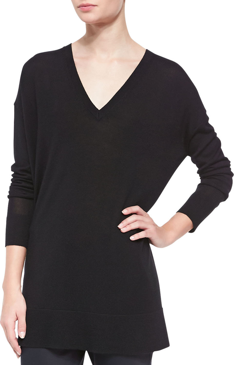 THE ROW Amherst Long-Sleeve Oversized V-Neck Sweater