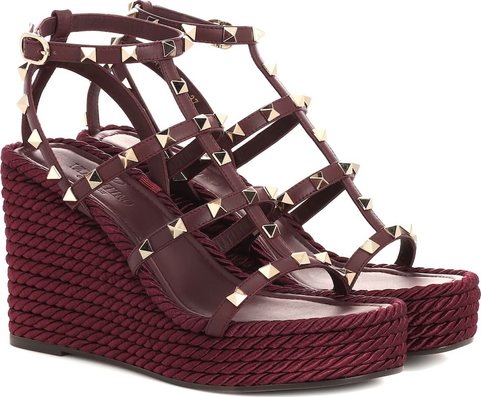 Valentino Valentino Garavani Torchon leather wedge sandals