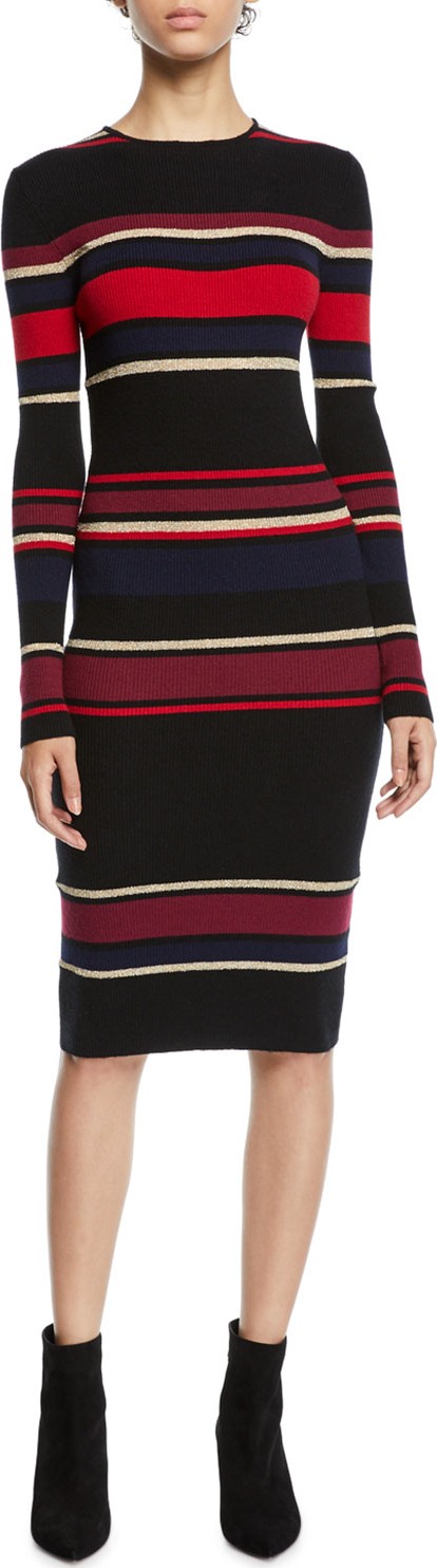 cupcakes and cashmere Jaslene Striped Long-Sleeve Sweater Dress