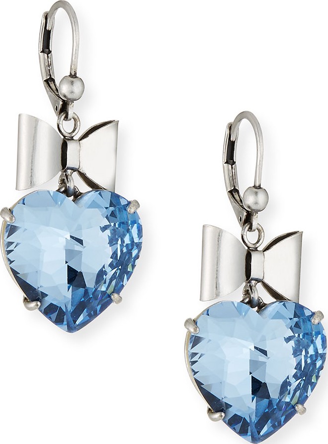 Tory Burch Bow & Crystal Heart Earrings