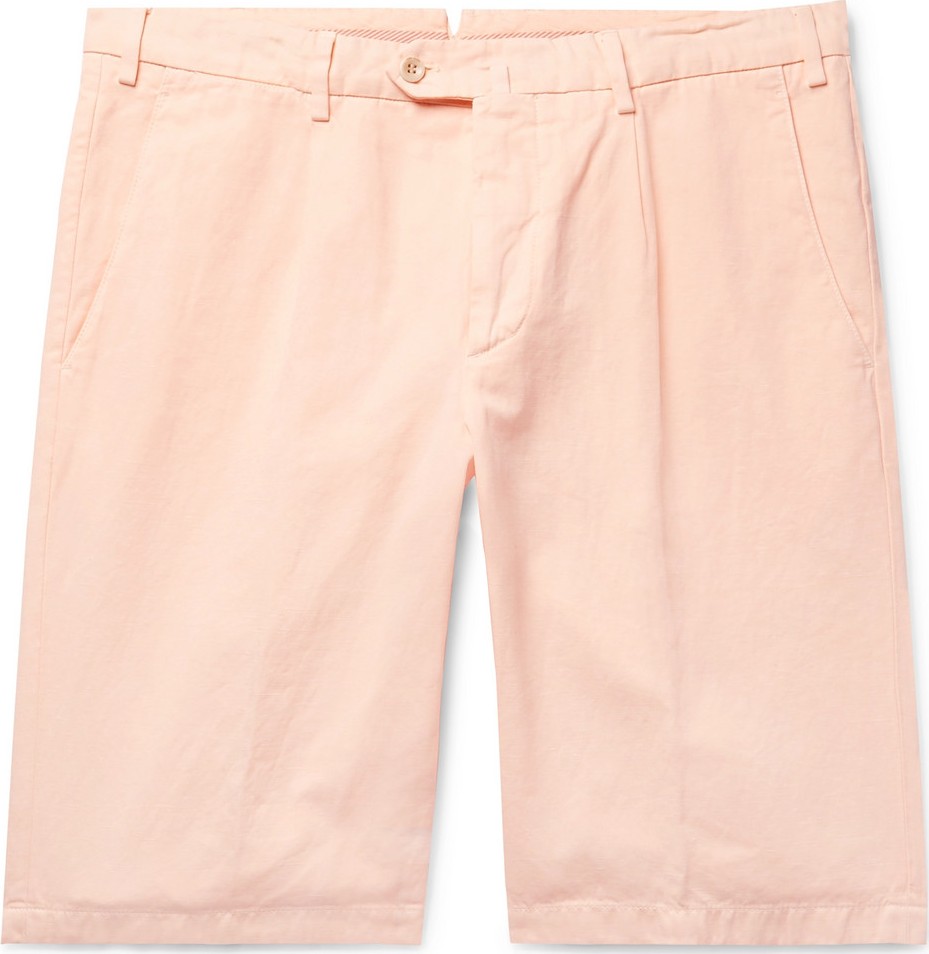 Loro Piana Slim-Fit Pleated Cotton and Linen-Blend Bermuda Shorts
