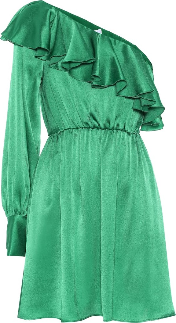 MSGM One-shoulder silk-blend minidress
