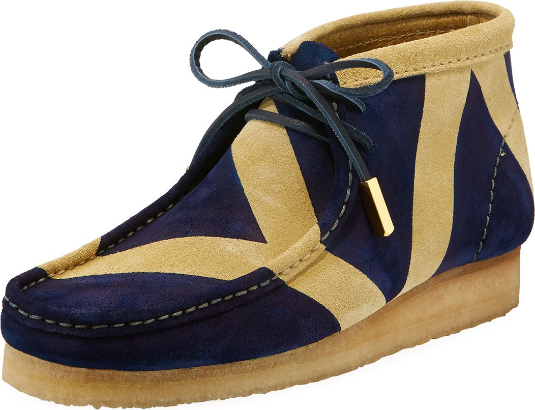 Sycamore Style Men's Geometric Suede Wallabee/Moc Chukka Boot, Navy