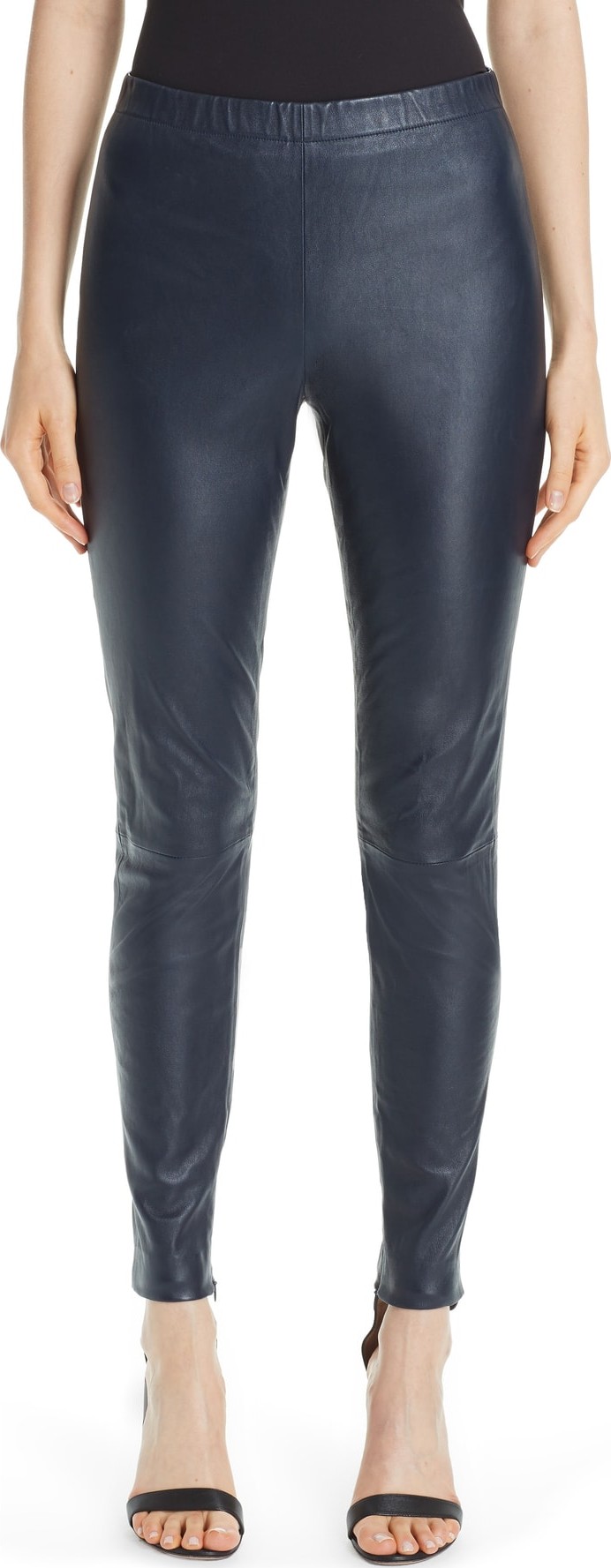 St. John Stretch Nappa Leather Crop Leggings