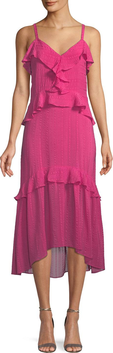 Parker Josie Ruffle Silk Midi Dress
