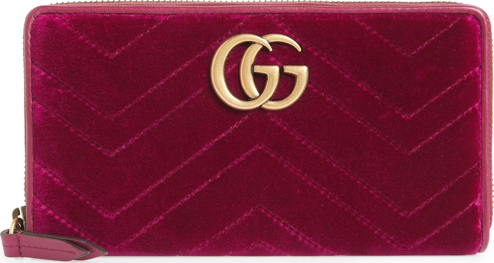 Gucci GG Marmont 2.0 Matelassé Velvet Wallet on a Chain