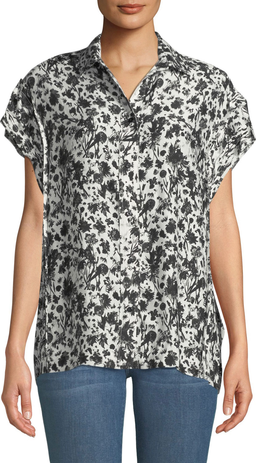 IRO Tour Printed Short-Sleeve Button-Down Shirt