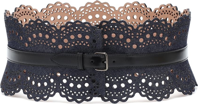 Alaïa Denim and leather corset belt