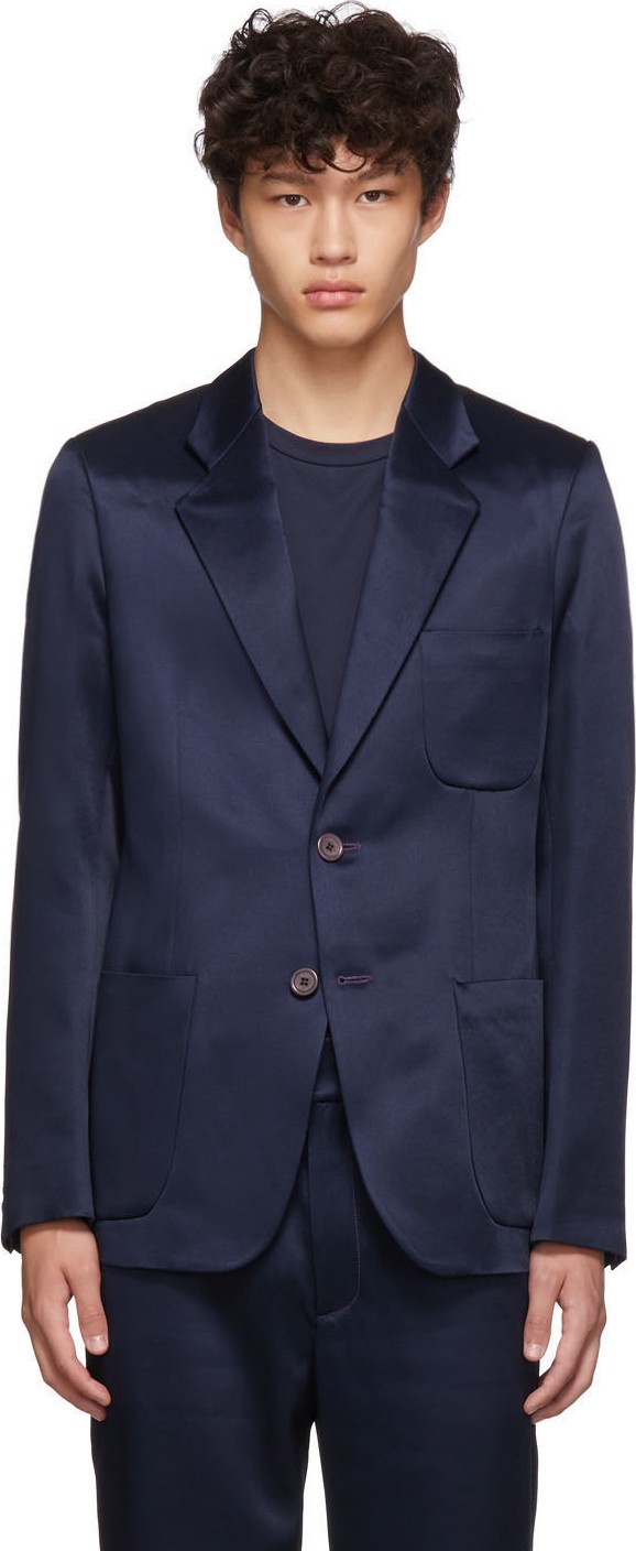 Sies Marjan Navy Satin Roger Blazer
