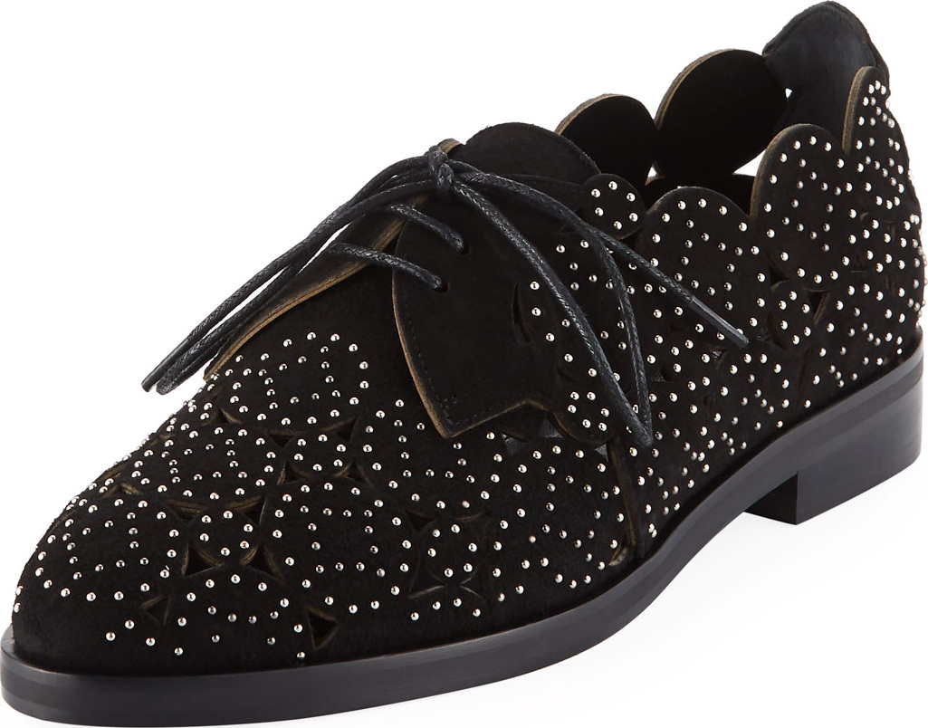 Alaïa Laser-Cut Studded Loafers