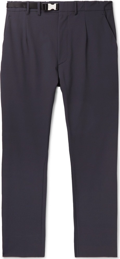 Prada Grey Tapered Belted Tech-Twill Trousers