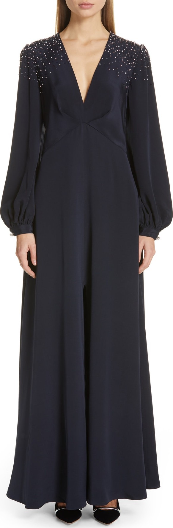 Sachin & Babi Sachin & Babi Vivetta Beaded Silk Crepe Evening Dress