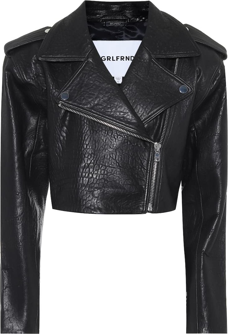 Grlfrnd Samara cropped leather biker jacket