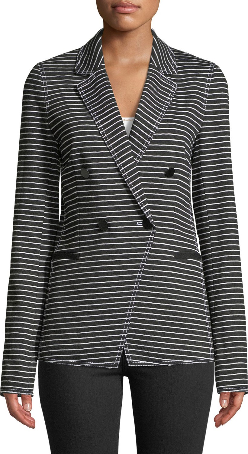 Lafayette 148 New York Devin Double-Breasted Striped Twill Jacket