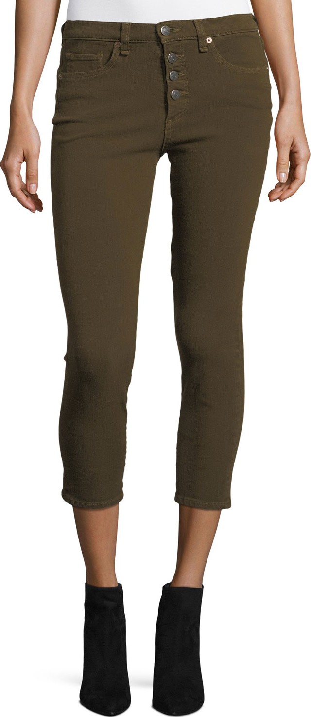 Veronica Beard Debbie Button-Fly Cropped Jeans