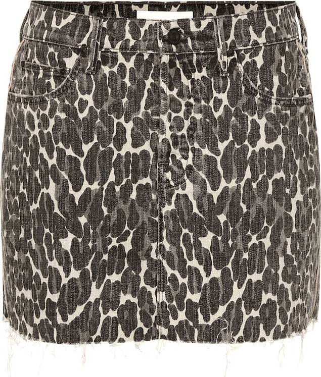 MOTHER The Vagabond leopardprint denim miniskirt