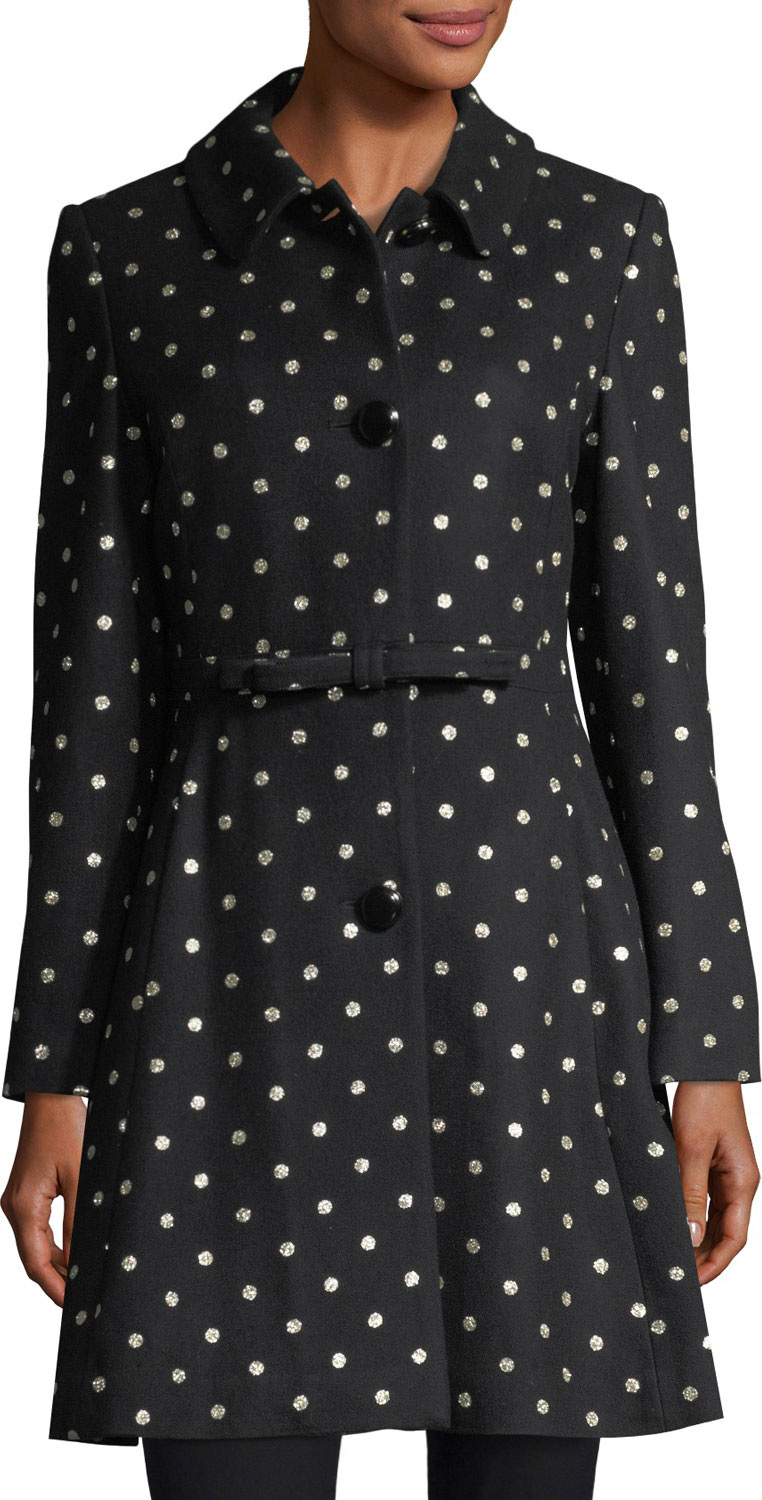 Kate Spade New York three-button glitter-dot swing coat