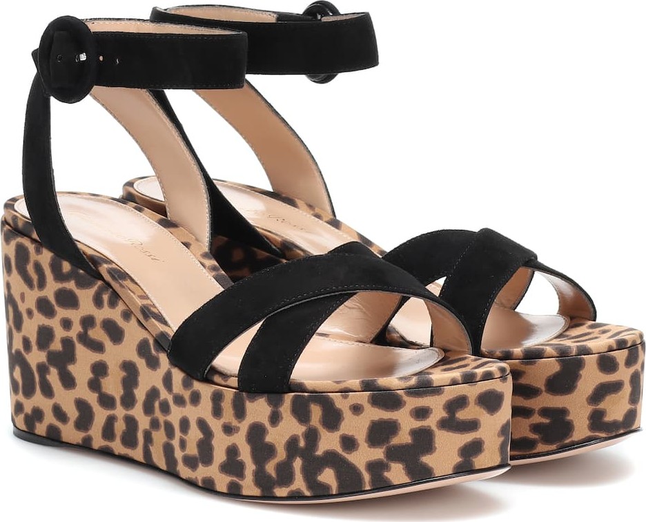 Gianvito Rossi Suede-trimmed platform sandals
