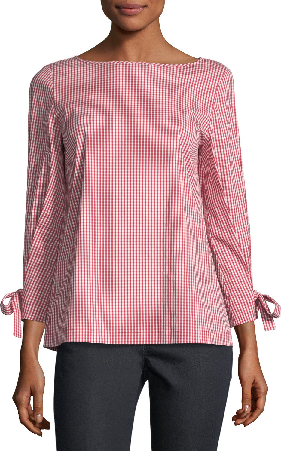Lafayette 148 New York Paige Mini-Check Blouse