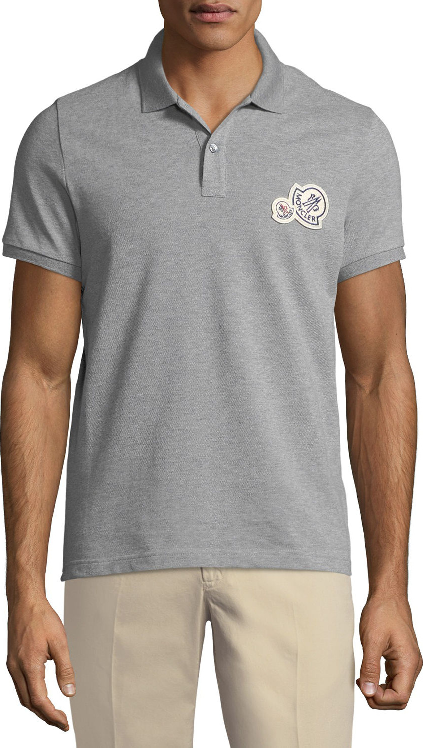 Moncler Logo-Patch Piqué-Knit Polo Shirt