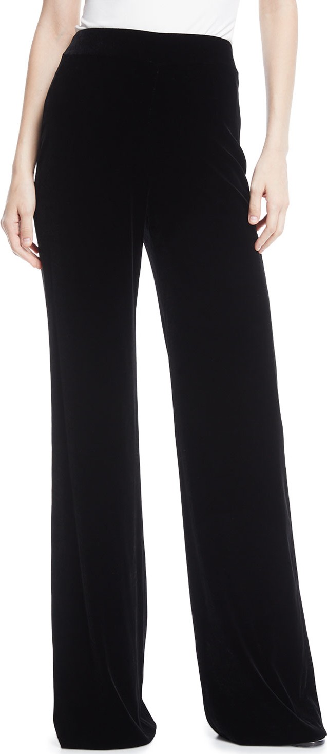 Marchesa High-Waist Wide-Leg Velvet Pants