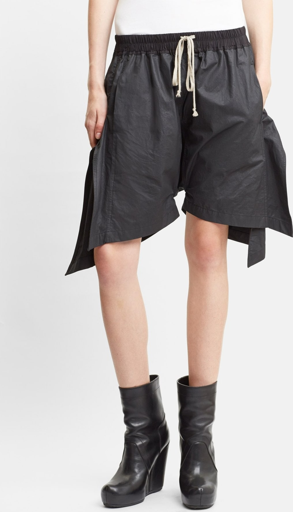 Rick Owens Waxed Drawstring Shorts
