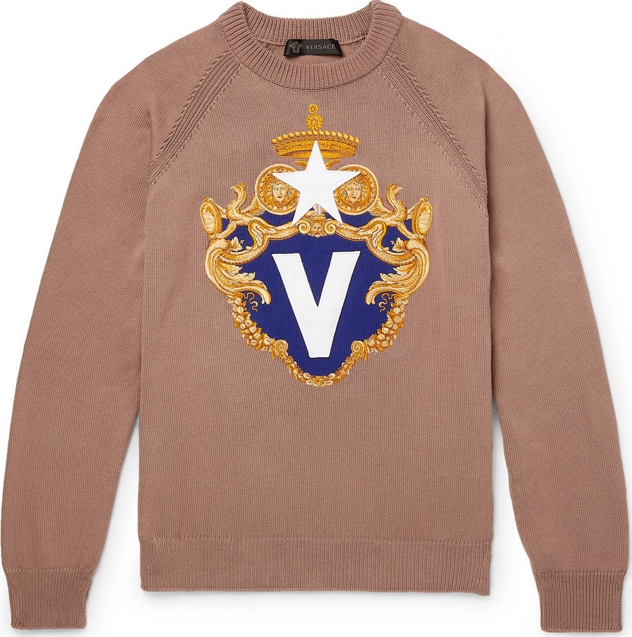 Versace Appliquéd Cotton Sweater