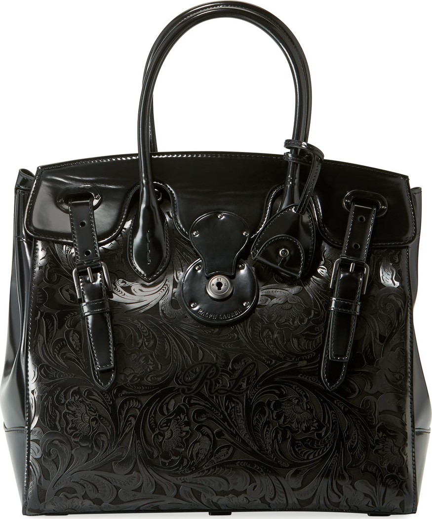 Ralph Lauren Ricky 33 Laser-Tooled Soft Top Handle Bag Ralph Lauren Ricky 33 Laser-Tooled Soft Top Handle Bag
