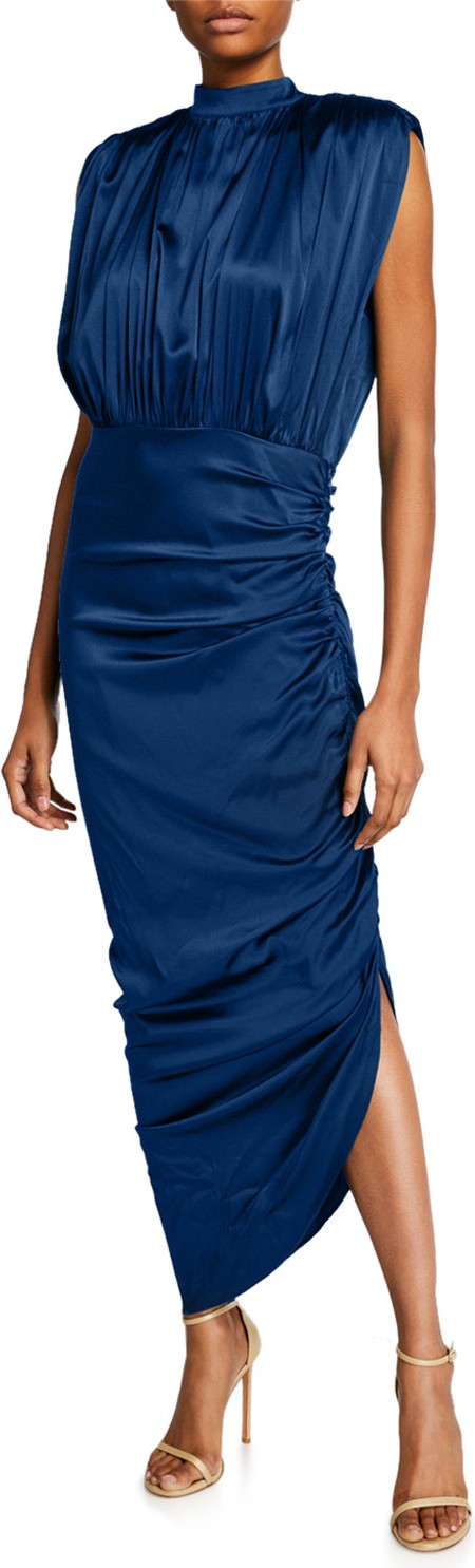 Veronica Beard Kendall Shirred Sleeveless Dress