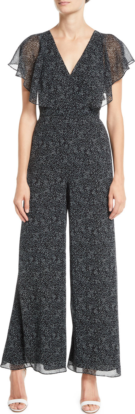 Fame and Partners Elena V-Neck Jumpsuit w/ Flutter Sleeves