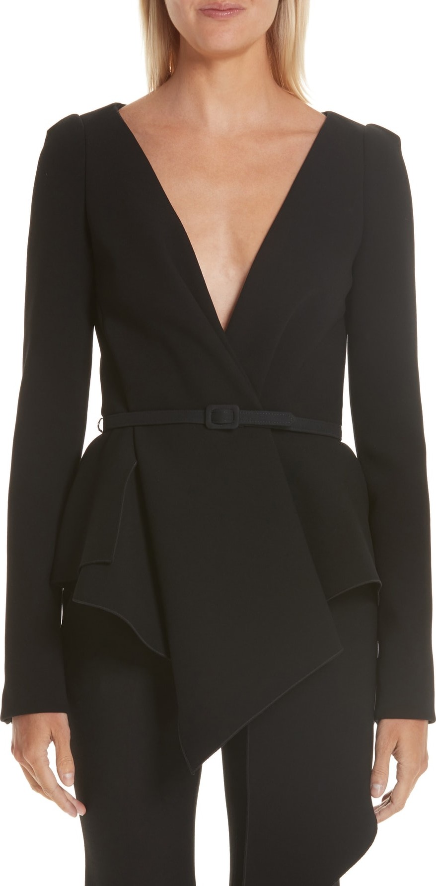 Oscar De La Renta Belted Peplum Detail Blouse