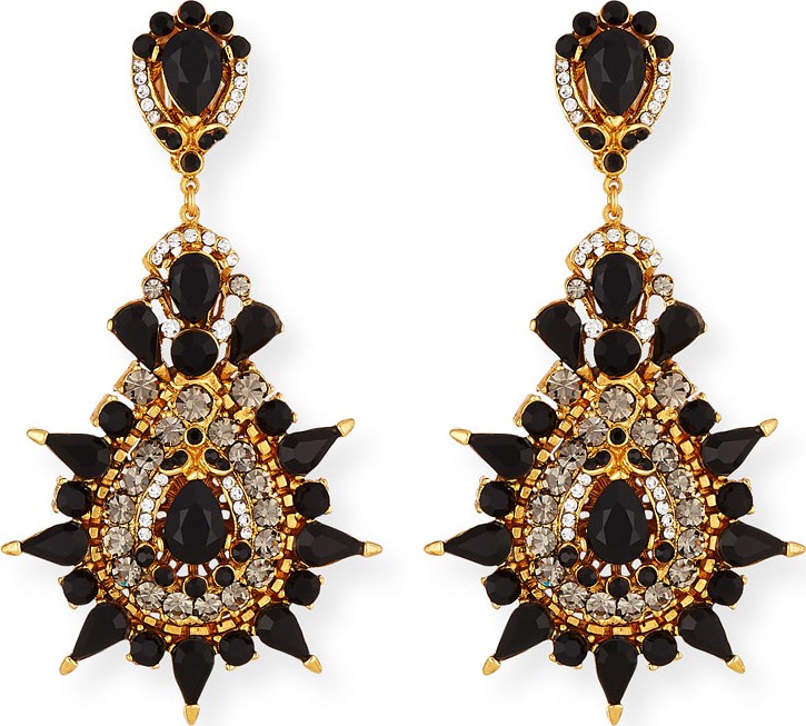 Jose & Maria Barrera Black Crystal Starburst Clip-On Earrings