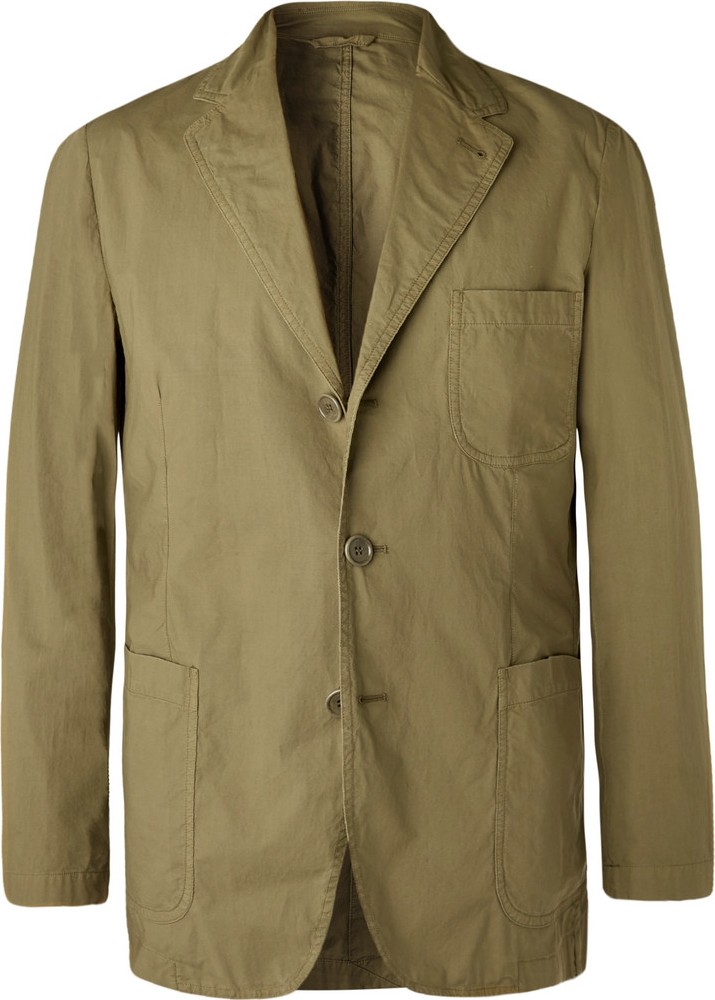 Aspesi Army-Green Slim-Fit Unstructured Garment-Dyed Cotton Blazer