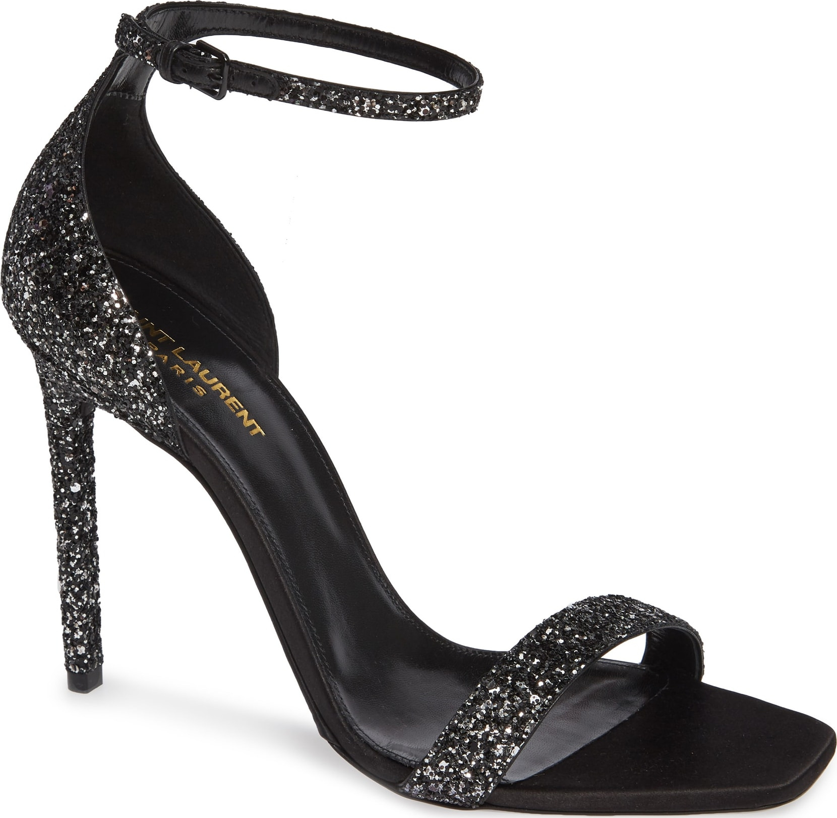 Saint Laurent Amber Glitter Ankle Strap Sandal
