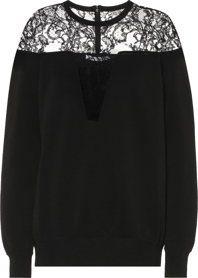 Givenchy Lace-trimmed crêpe sweatshirt