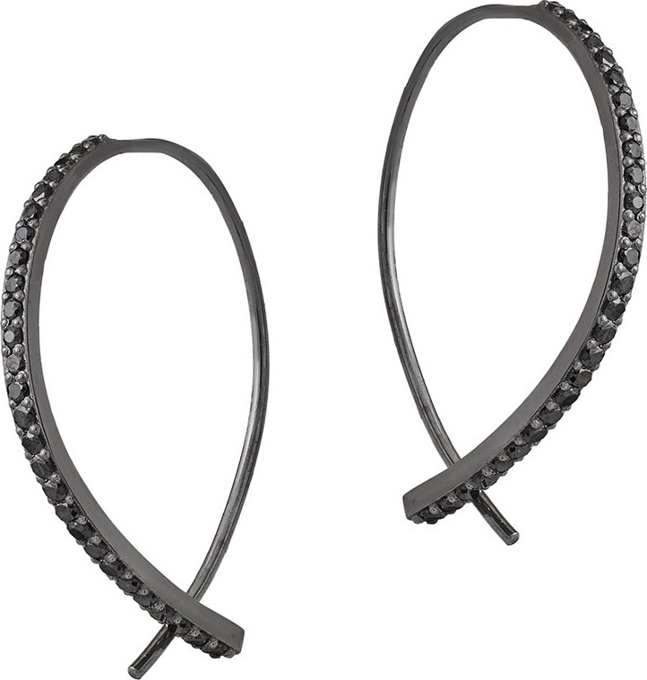 Lana Reckless Mini Hooked on Hoops 14K Black Gold Earrings with Black Diamonds