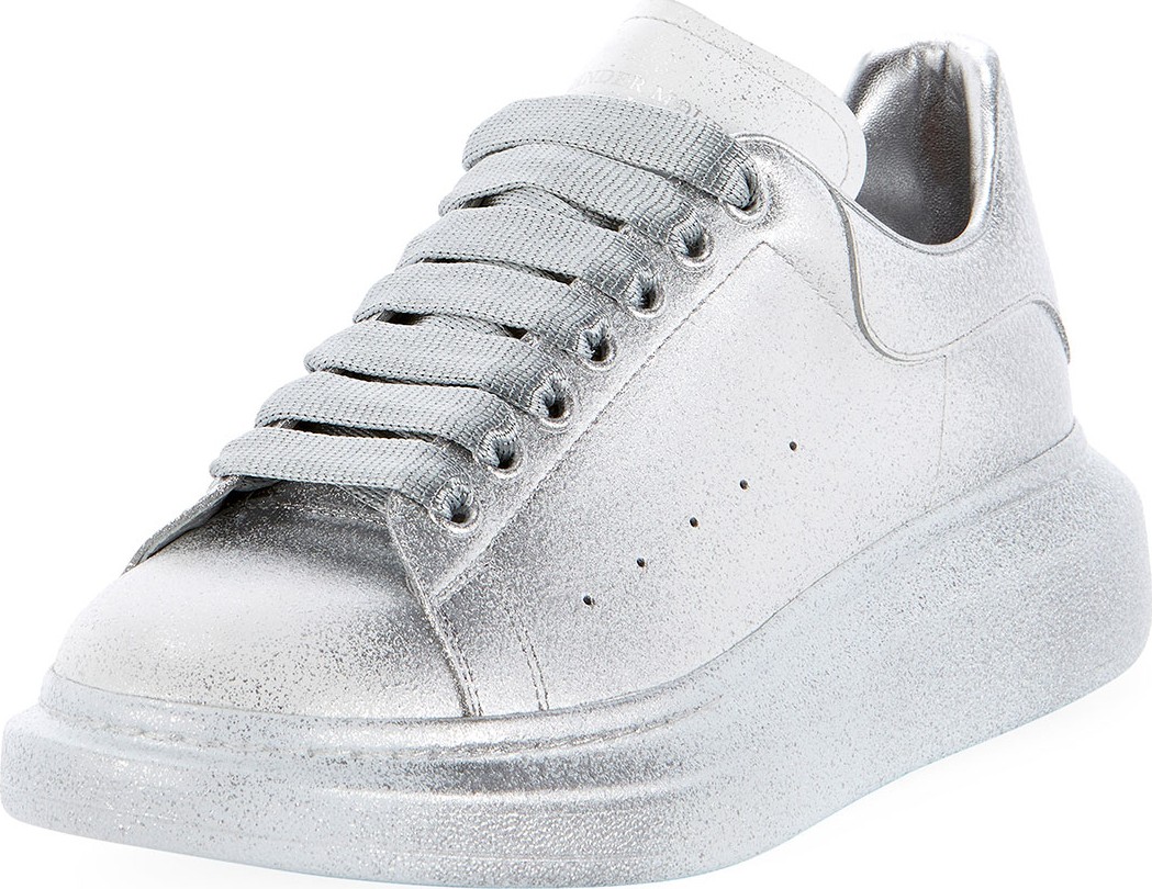 Alexander McQueen Men's Oversized Tonal Metallic Leather Sneakers
