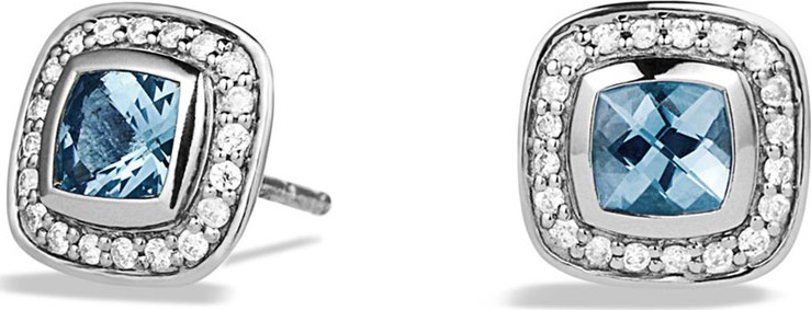 David Yurman Petite Albion Earrings with Blue Topaz and Diamonds