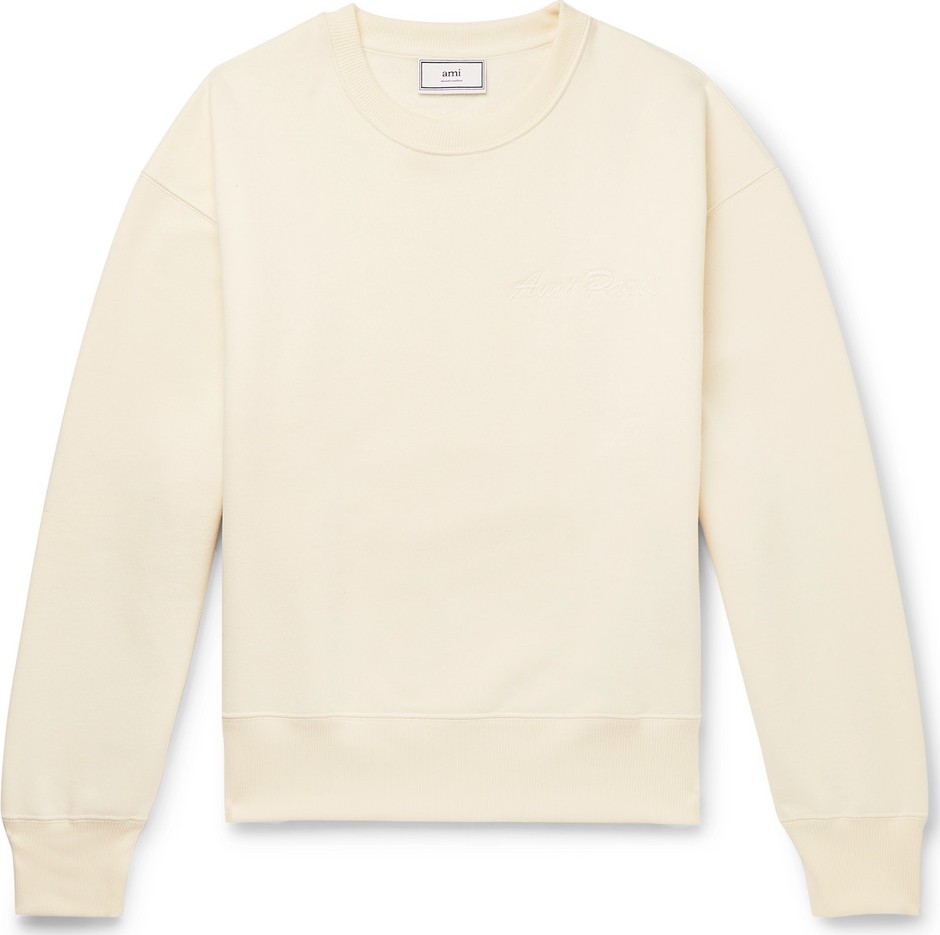 AMI Logo-Embroidered Fleece-Back Cotton-Blend Jersey Sweatshirt
