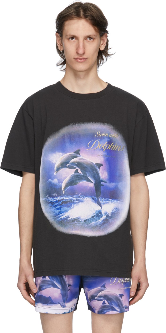 Han Kjobenhavn Black 'Swim With Dolphins' T-Shirt