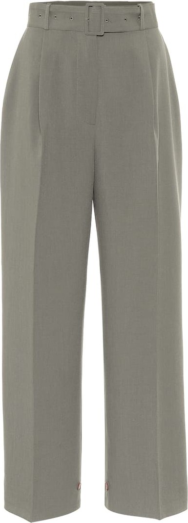 Frankie Shop Elvira crêpe high-rise button-cuff pants