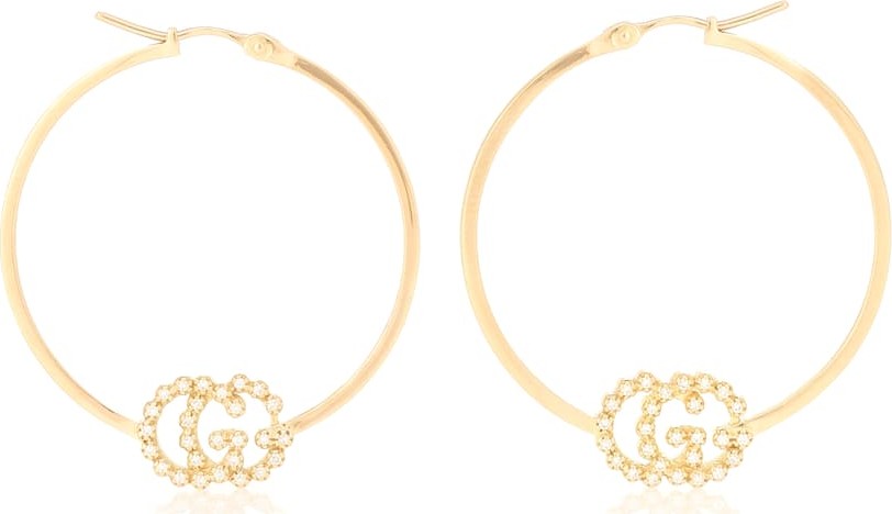 Gucci GG Running 18kt gold hoop earrings with diamonds Gucci GG Running 18kt gold hoop earrings with diamonds