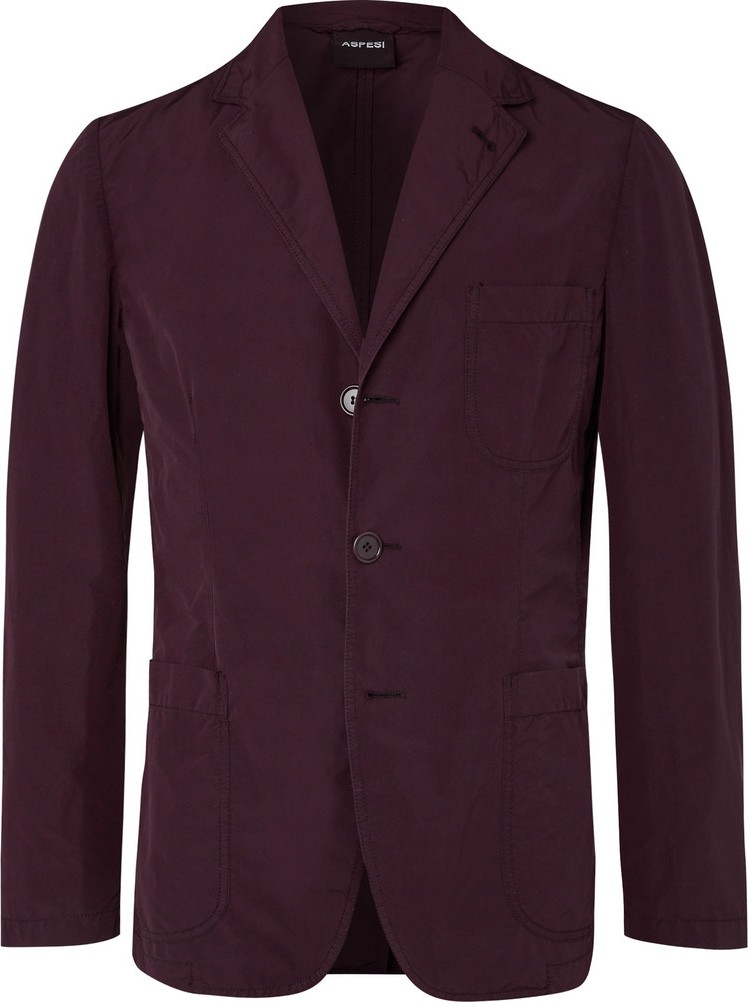 Aspesi Burgundy Slim-Fit Unstructured Shell Blazer
