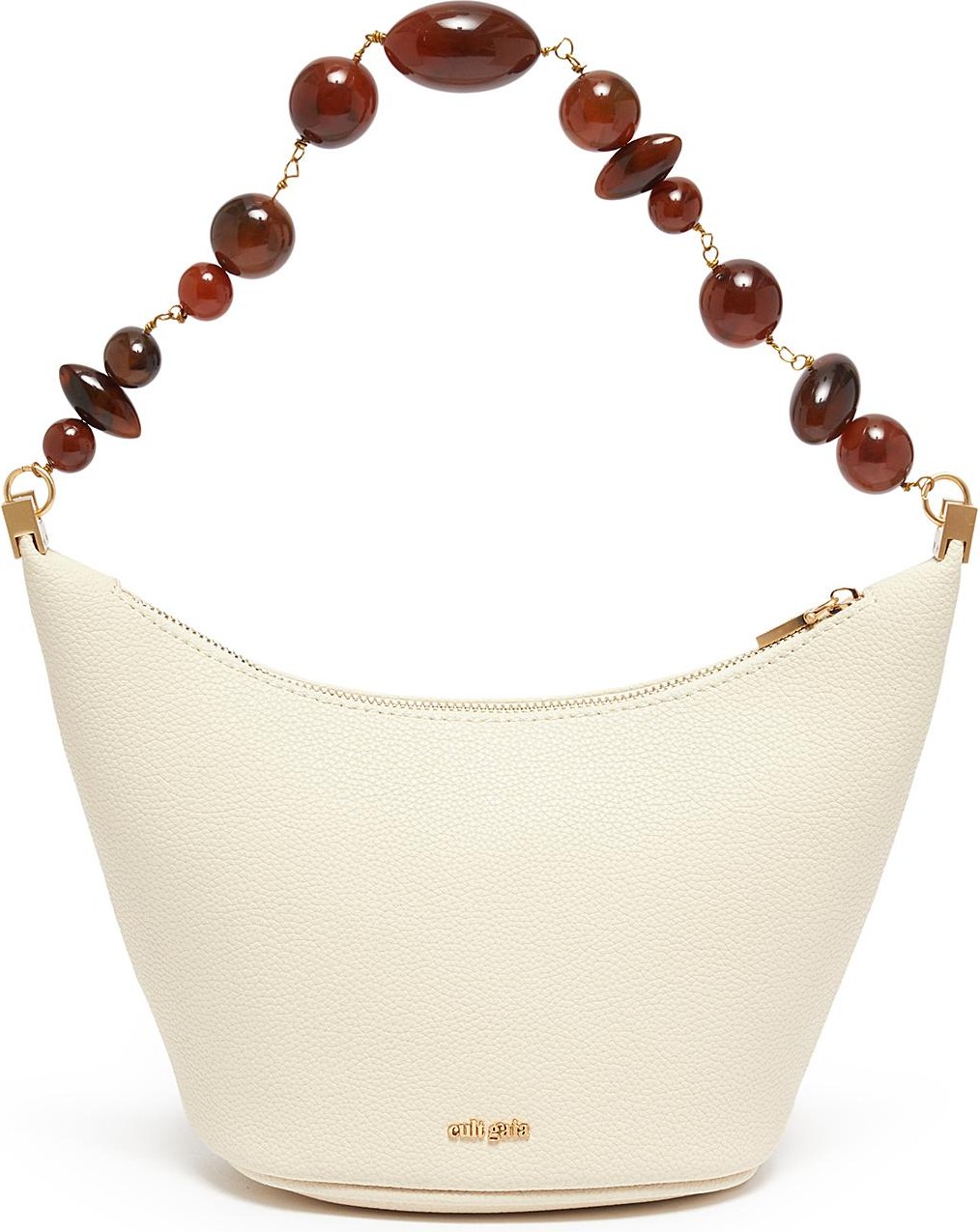 Cult Gaia Gia beaded strap leather shoulder bag