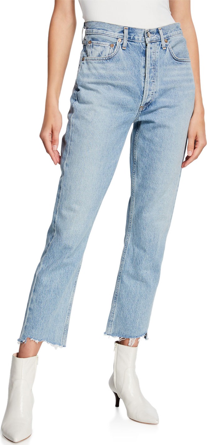 Agolde Riley High-Rise Straight Crop Stagger Jeans