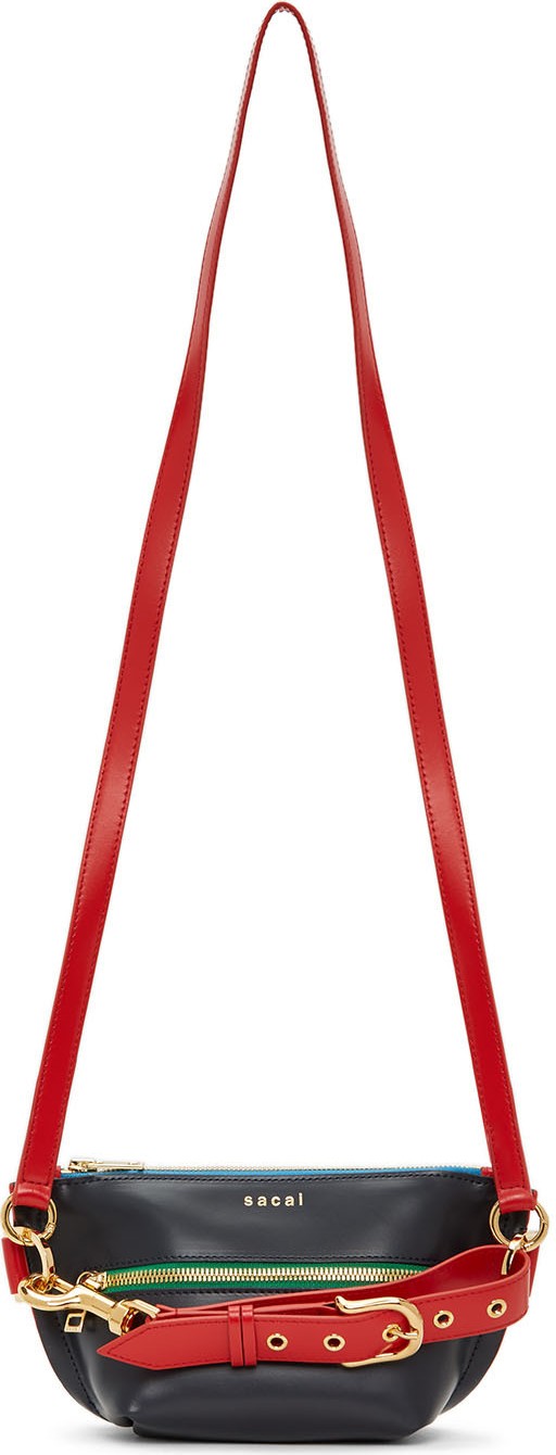 Sacai Navy Trapezoid Wallet Shoulder Bag