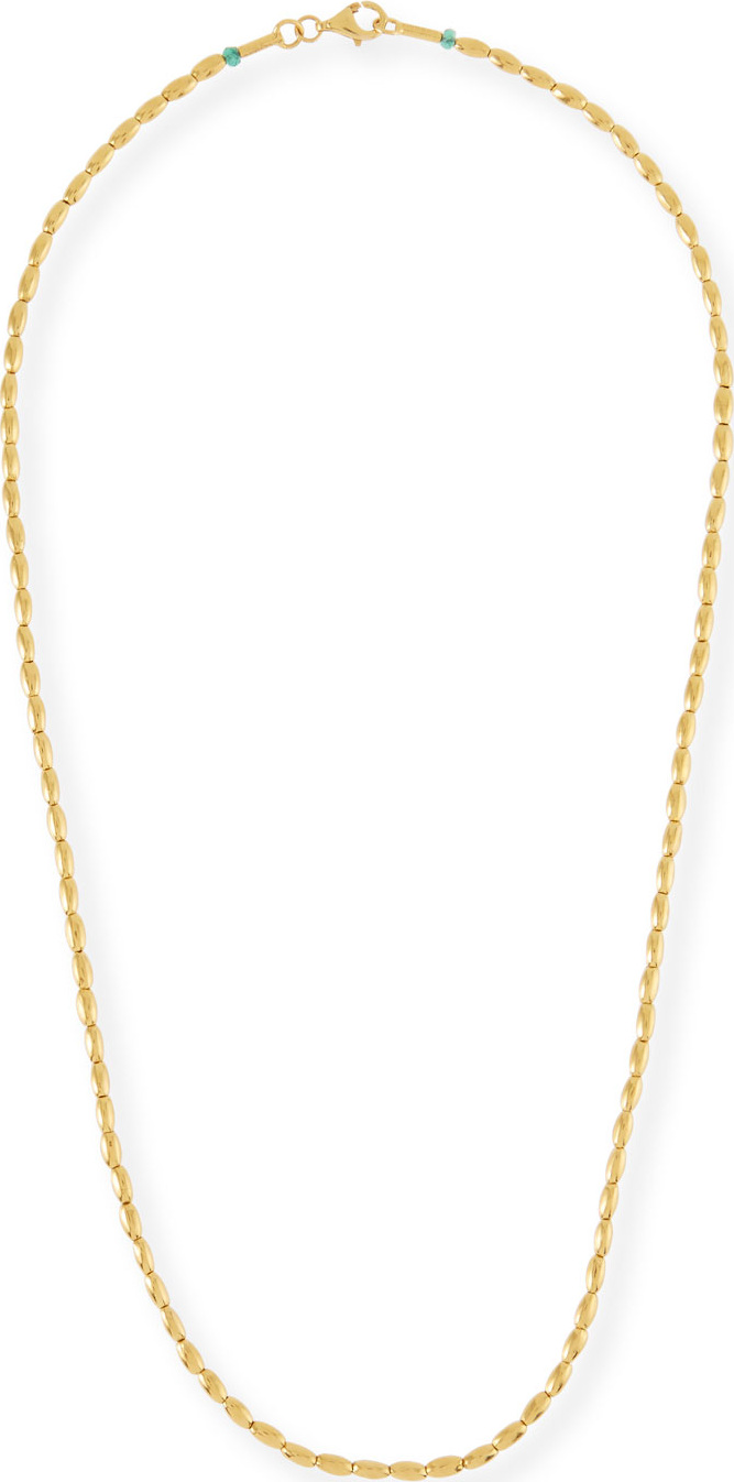 GURHAN 24k Gold Wheat Bead & Emerald Necklace