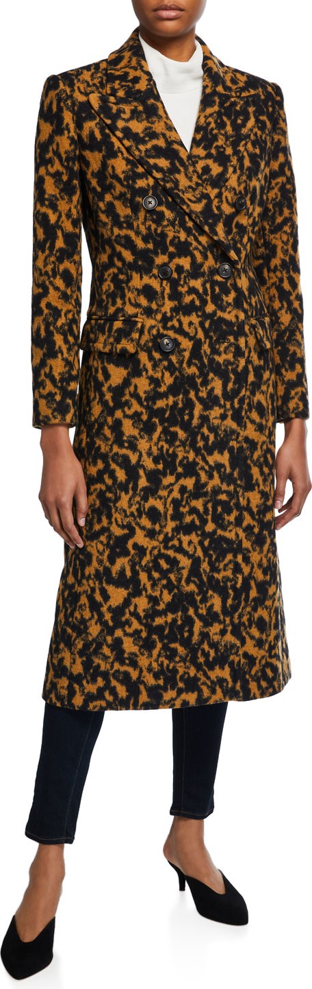 DIANE von FURSTENBERG Elsa Leopard Double-Breasted Virgin Wool Coat